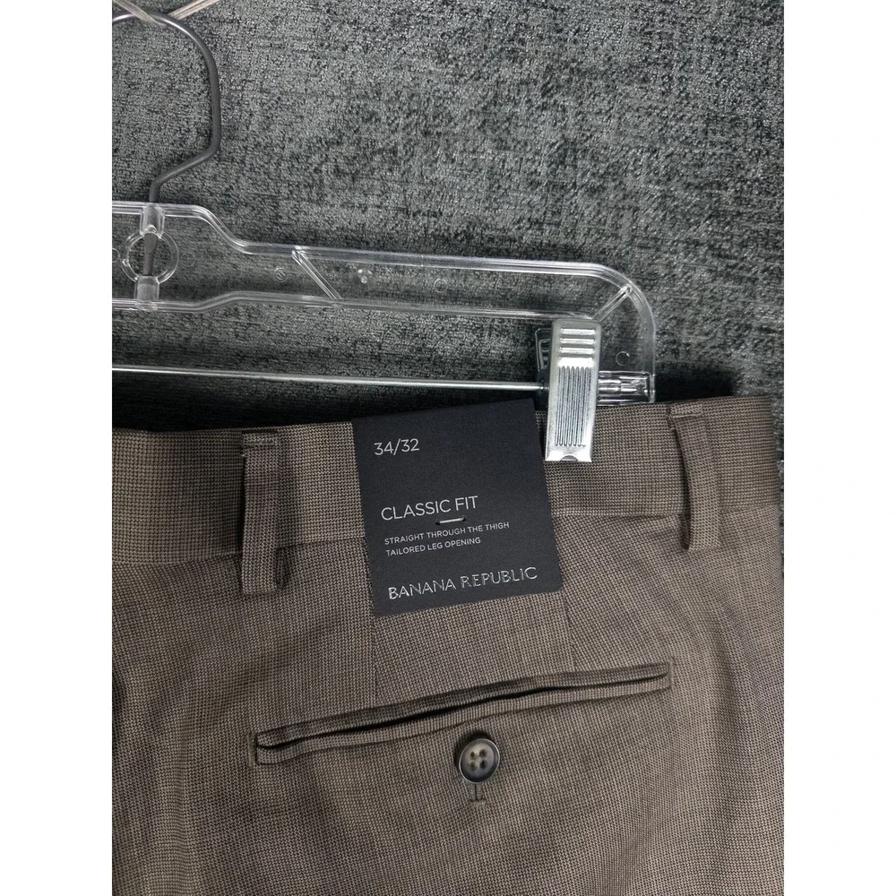 NWT Banana Republic Dress Pants Mens 34x32 Brown Twill Office Career Wool